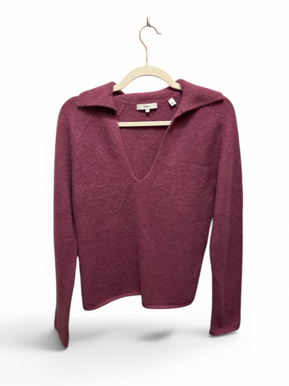 Vince Plum Collared V-Neck Sweater